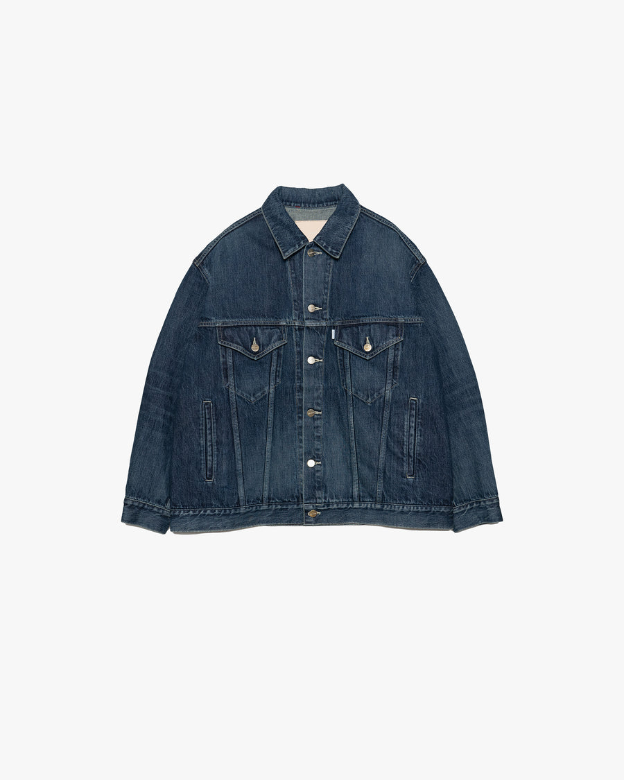 Selvage Denim Trucker Jacket-DARK FADE-