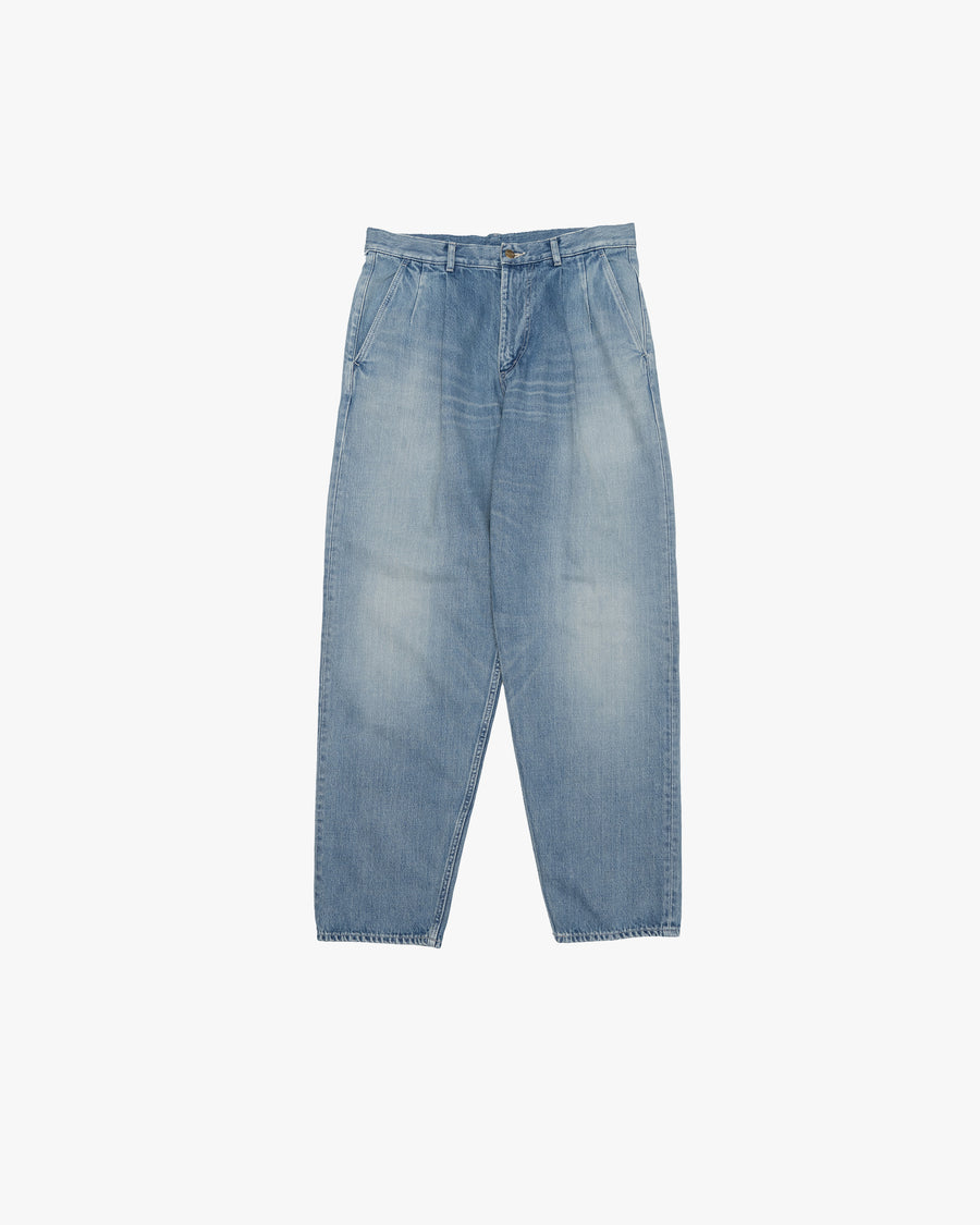 Selvage Denim Two Tuck Tapered Pants-LIGHT FADE-