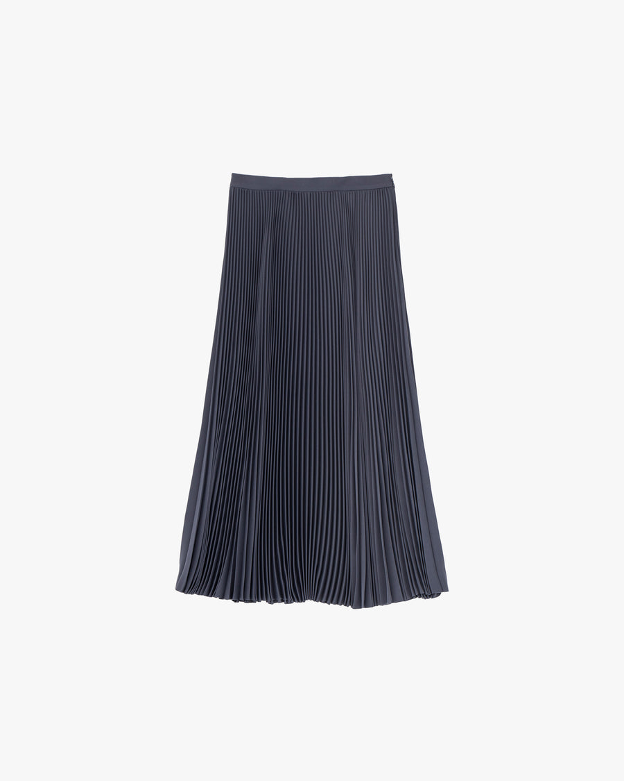 Satin Pleats Skirt Long