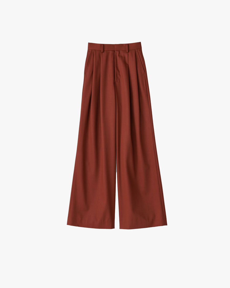 Wool Nylon Gabardine Wide Trousers