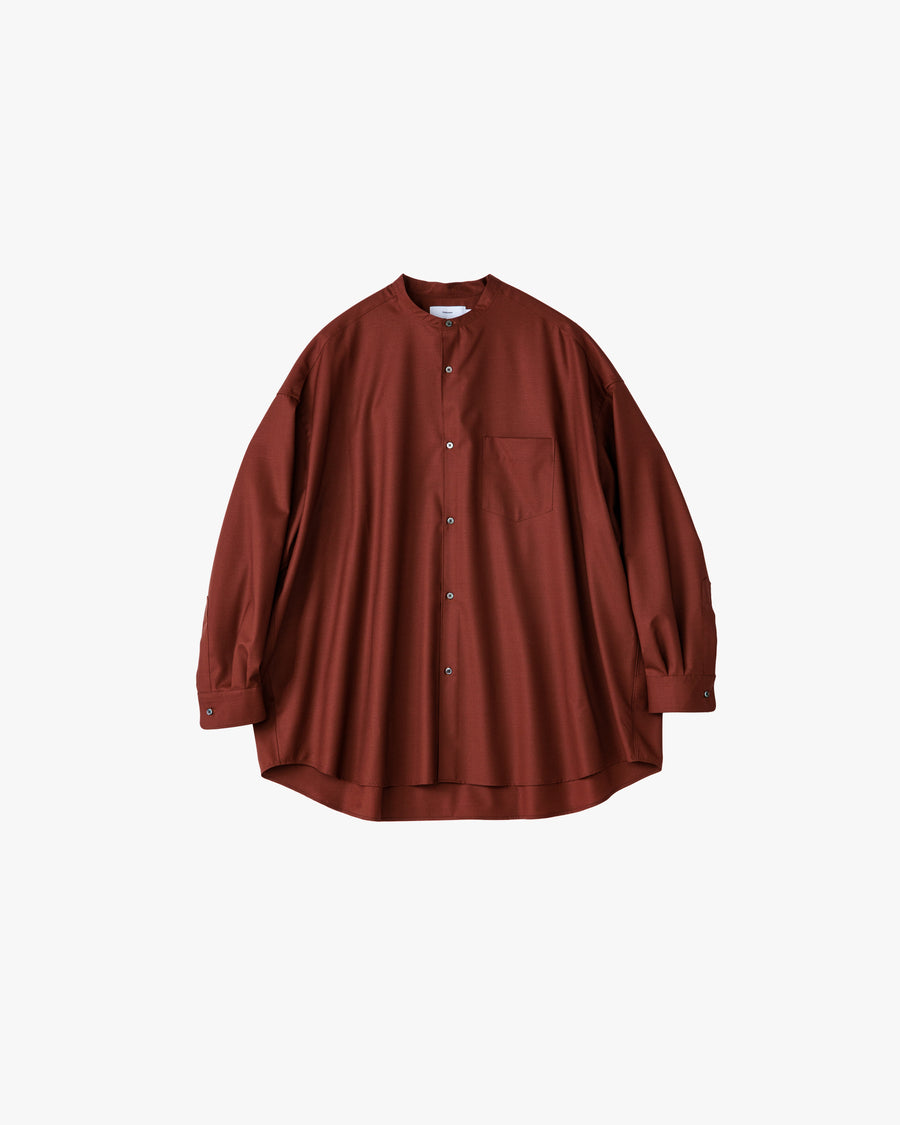 Fine Wool Tropical Oversized Band Collar Shirt