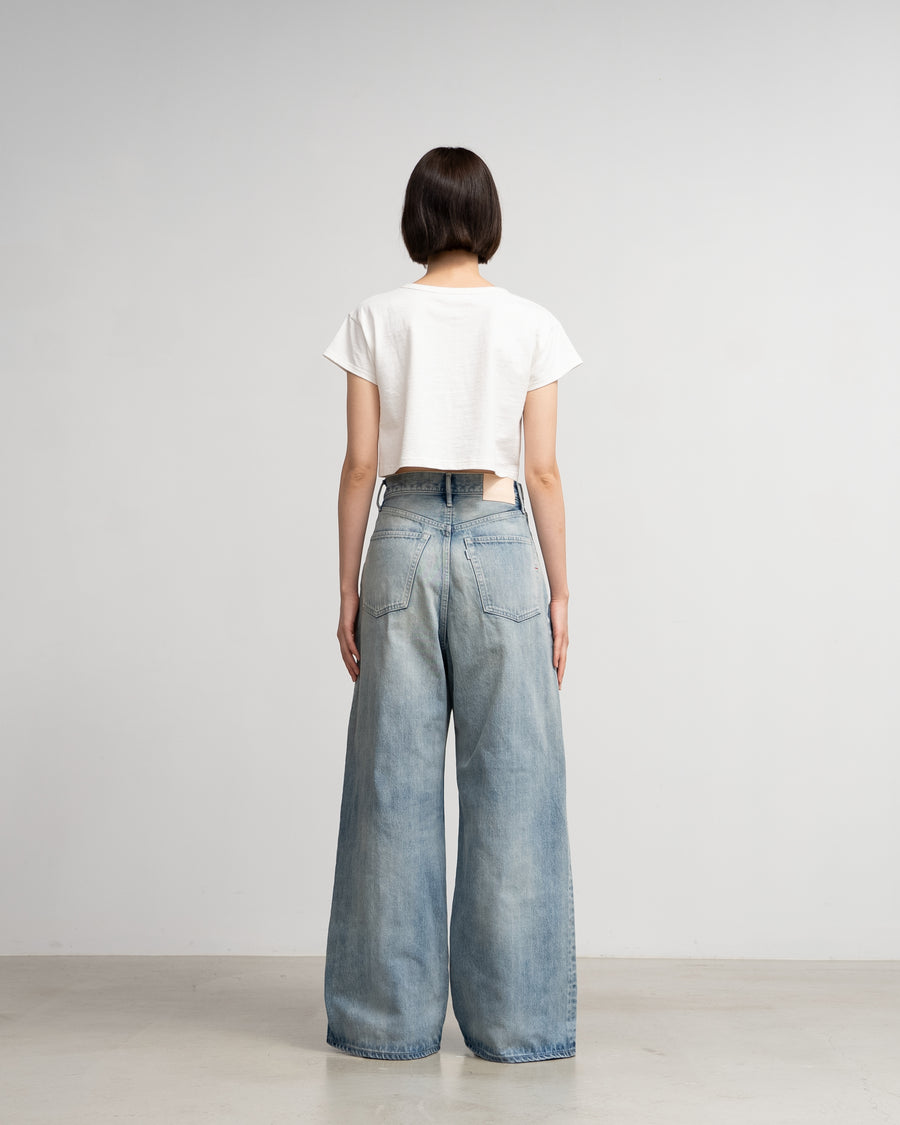 Selvage Denim Two Tuck Wide Pants-LIGHT FADE-