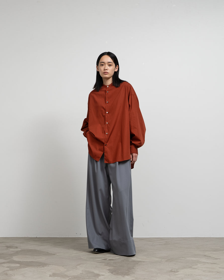 Broad L/S Oversized Band Collar Shirt