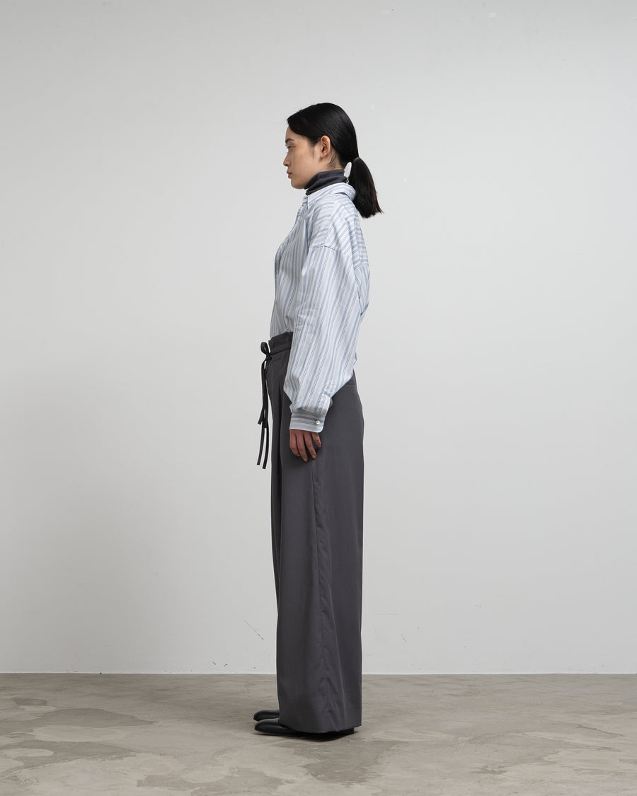 Wooly Cotton Twill Drawstring Wide Pants