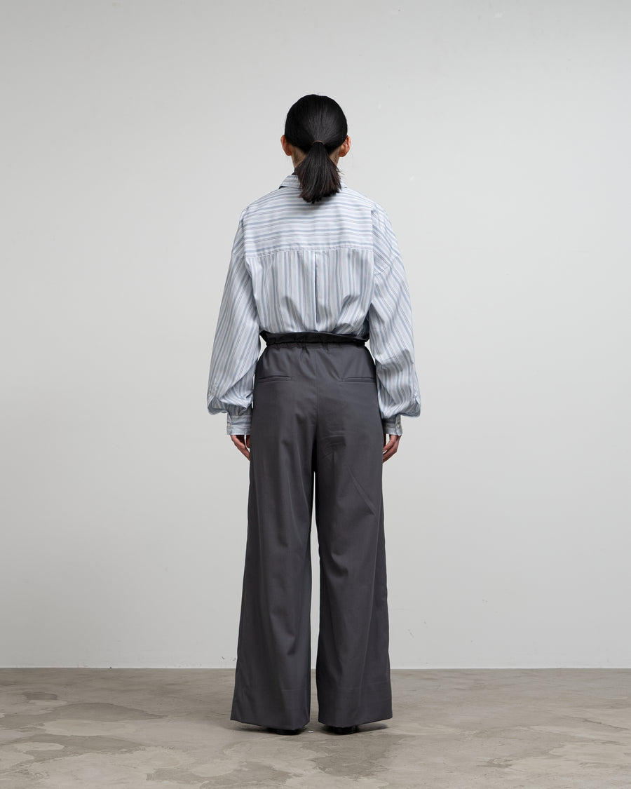 Wooly Cotton Twill Drawstring Wide Pants