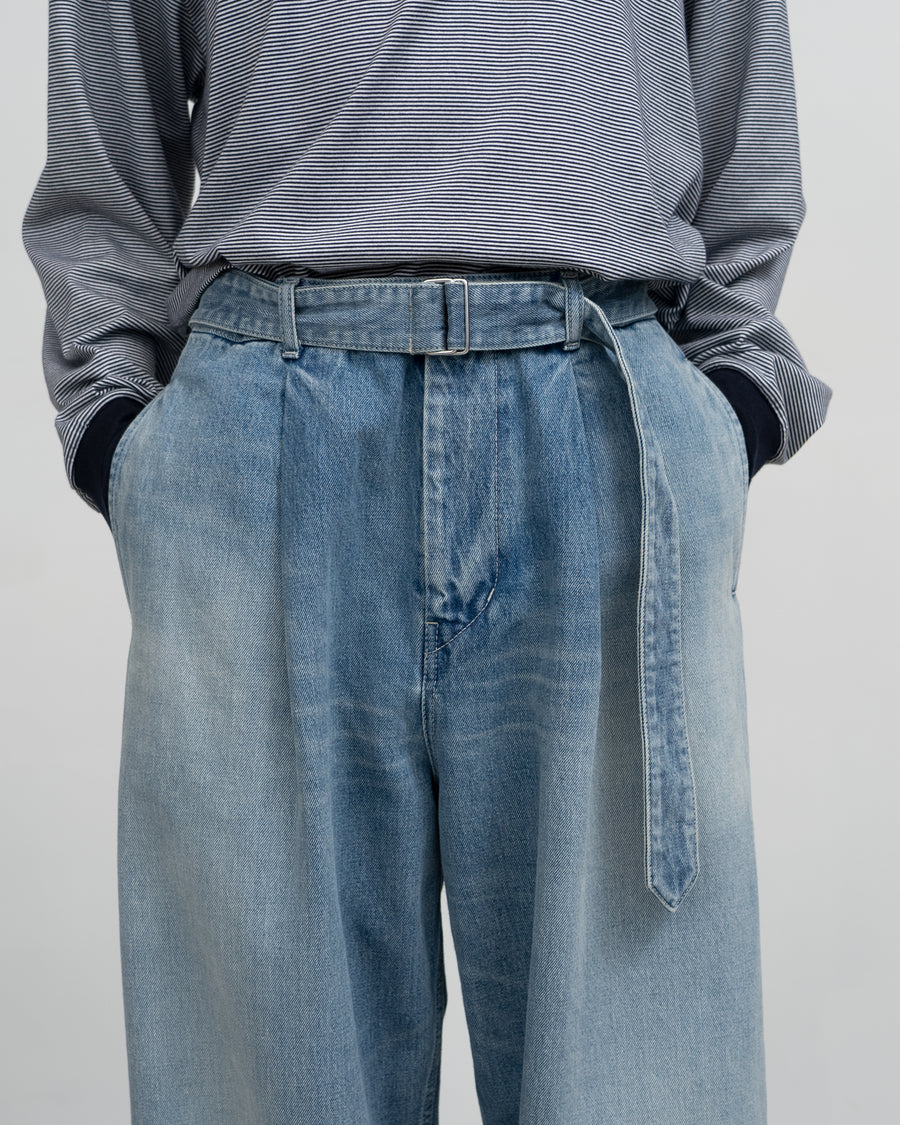 Selvage Denim Belted Pants-LIGHT FADE- (update)