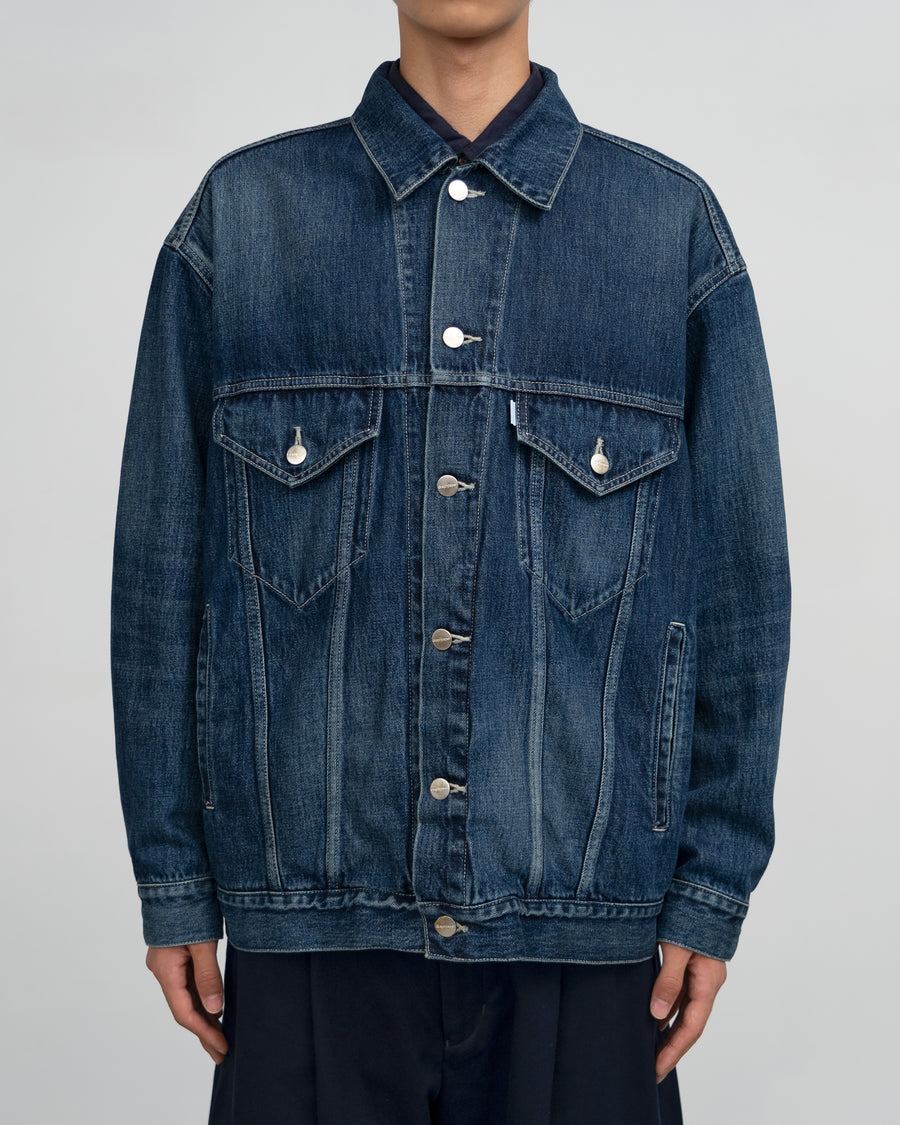 Selvage Denim Trucker Jacket-DARK FADE-