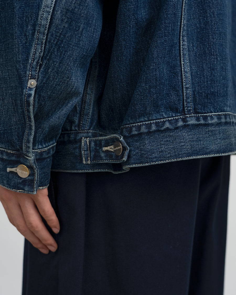 Selvage Denim Trucker Jacket-DARK FADE-