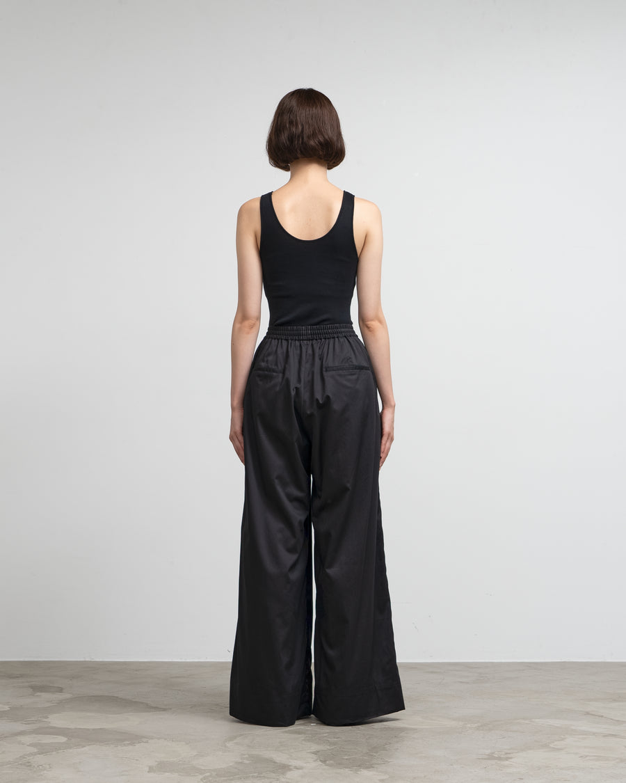 Silicon Poplin Two Tuck Wide Pants