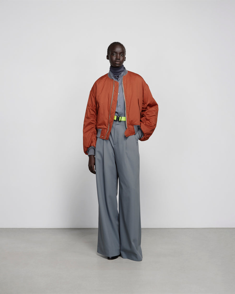 Wool Nylon Gabardine Wide Trousers