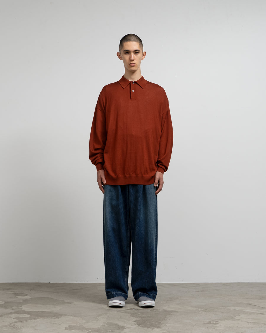 High Gauge  Knit Oversized L/S Polo