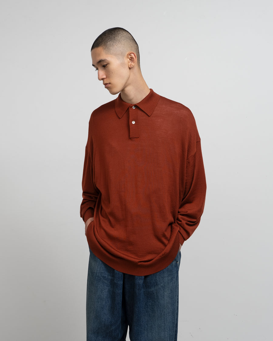 High Gauge  Knit Oversized L/S Polo