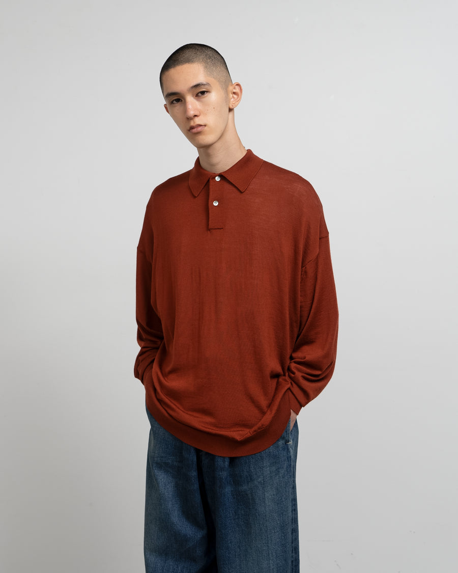 High Gauge  Knit Oversized L/S Polo