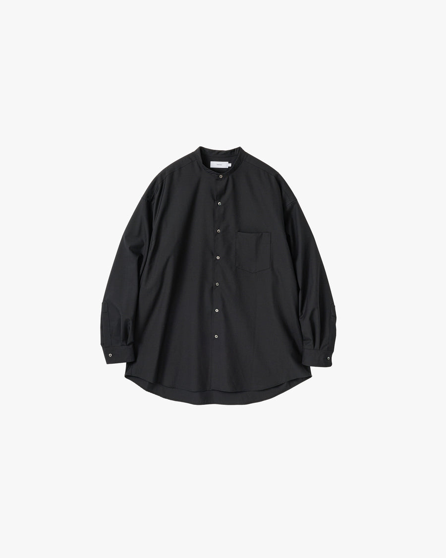 Fine Wool Tropical Oversized Band Collar Shirt