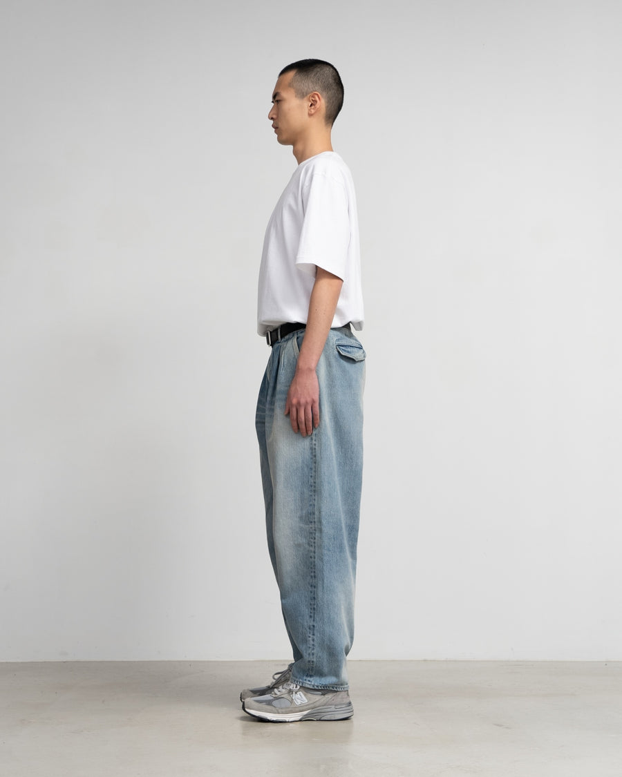 Selvage Denim Two Tuck Tapered Pants-LIGHT FADE-