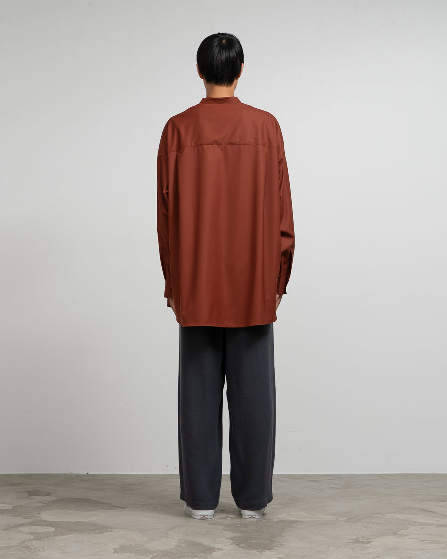 Fine Wool Tropical Oversized Band Collar Shirt