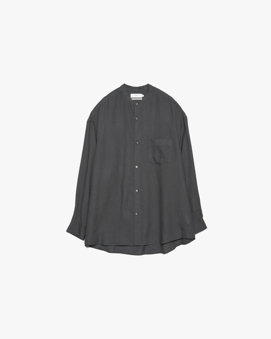 Viscose Wool Viyella Oversized Band Collar Shirts