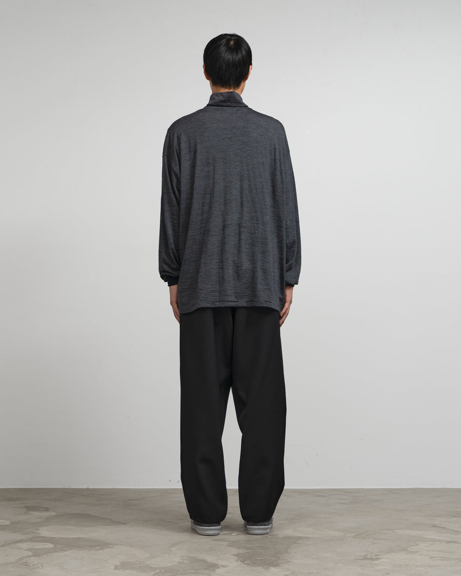 Wool Border L/S Turtle Neck Tee