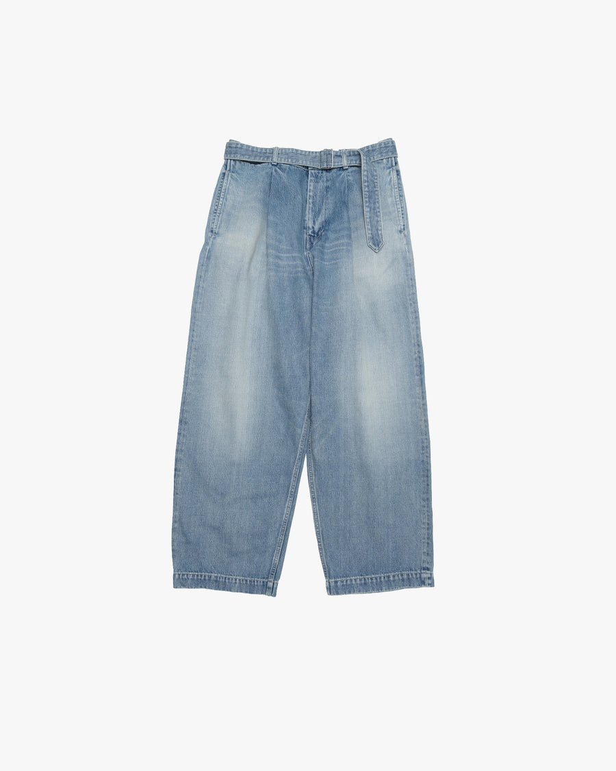 Selvage Denim Belted Pants-LIGHT FADE- (update)