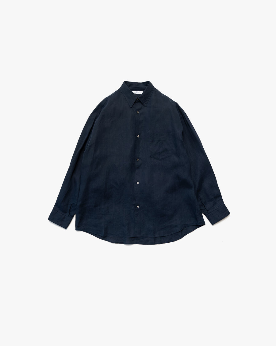 Linen L/S Oversized Regular Collar Shirt