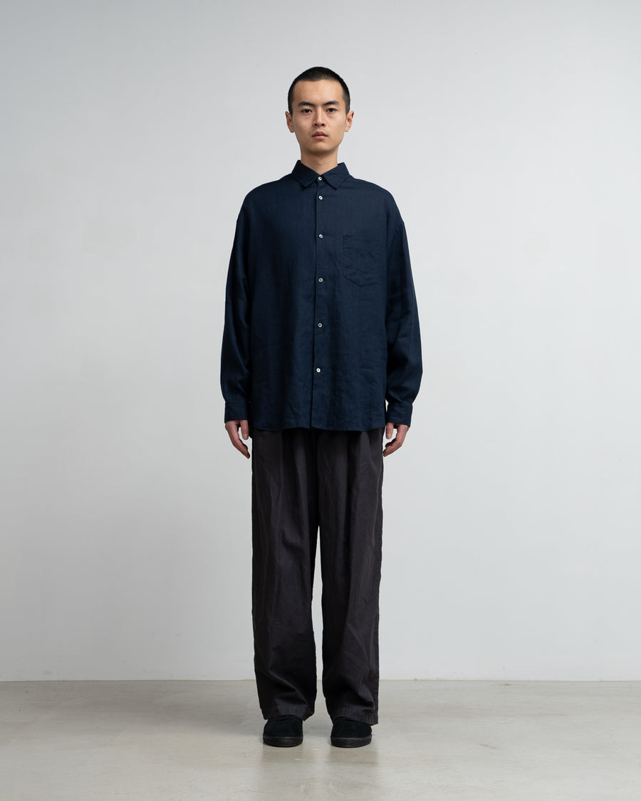 Linen L/S Oversized Regular Collar Shirt