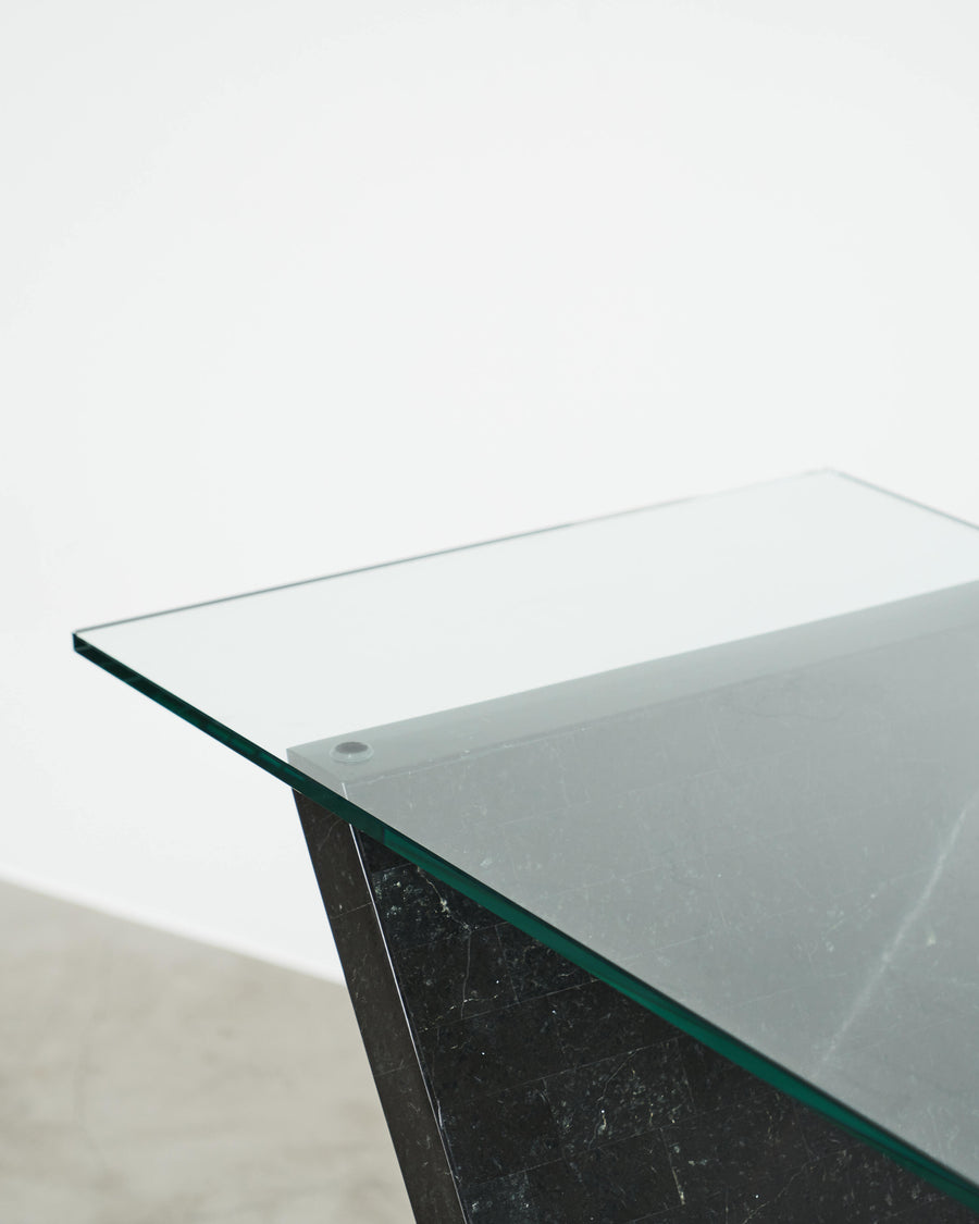 Postmodern Marble and Glass Table