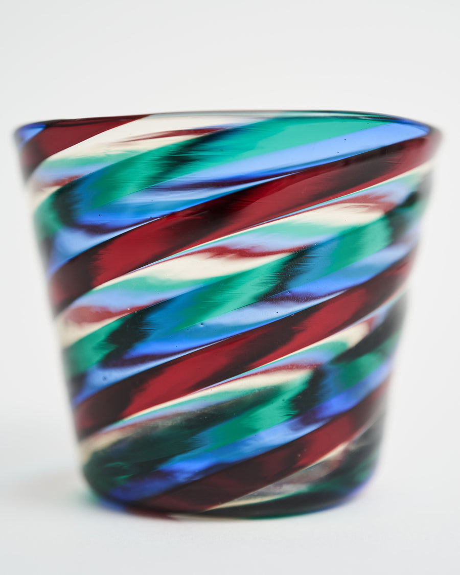 BIANCONI for VENINI Glass Cup Fasce Ritorte Multicolor Swirl